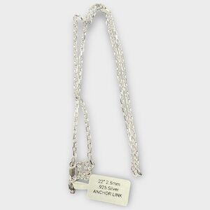 22” Sterling Silver Anchor Link Chain Necklace